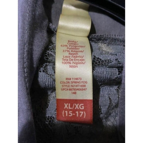 Cardigan No Boundaries waterfall open knit grey sweater size XL lace back - Picture 5 of 8